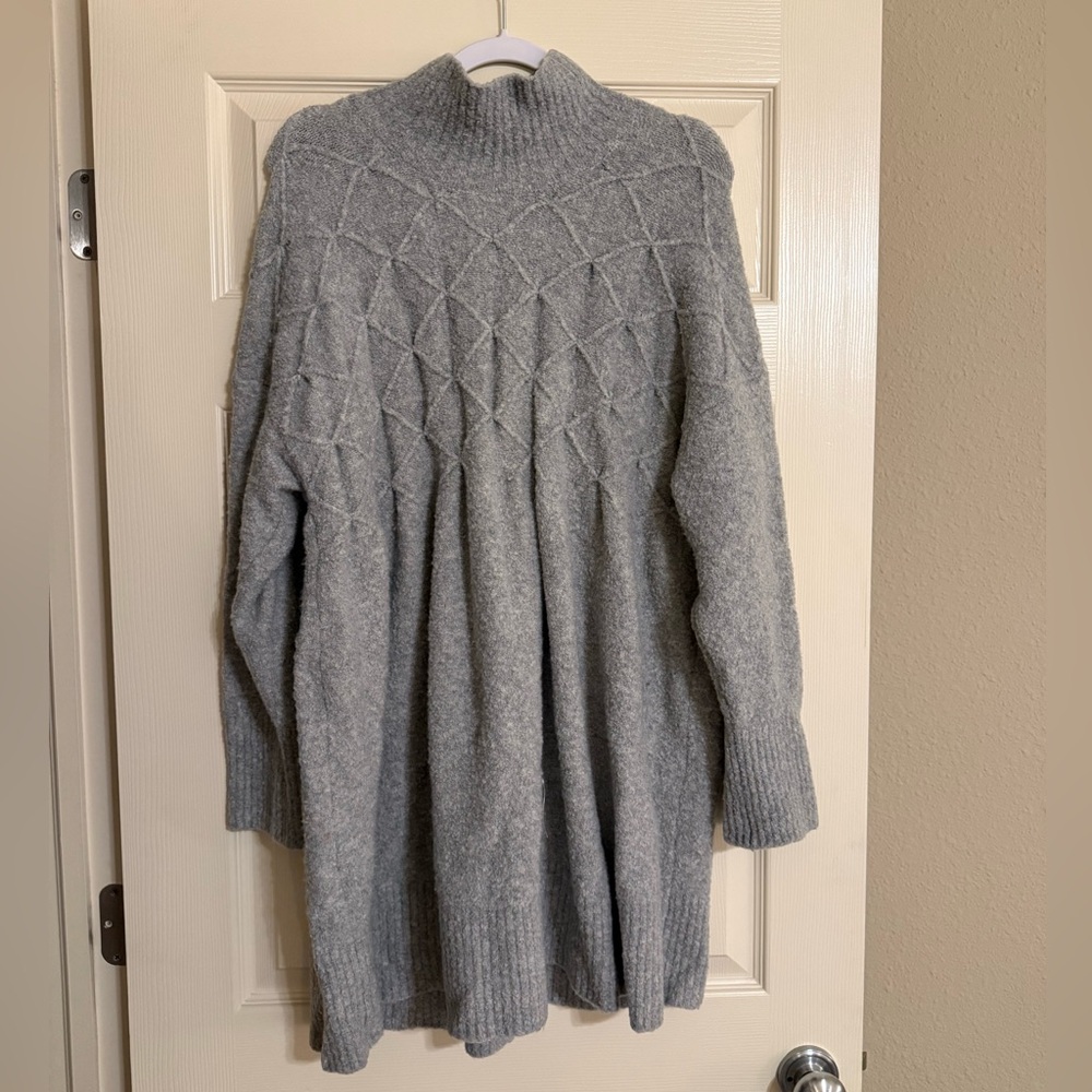 Free People Heather Gray Cozy Cable Knit Cardigan